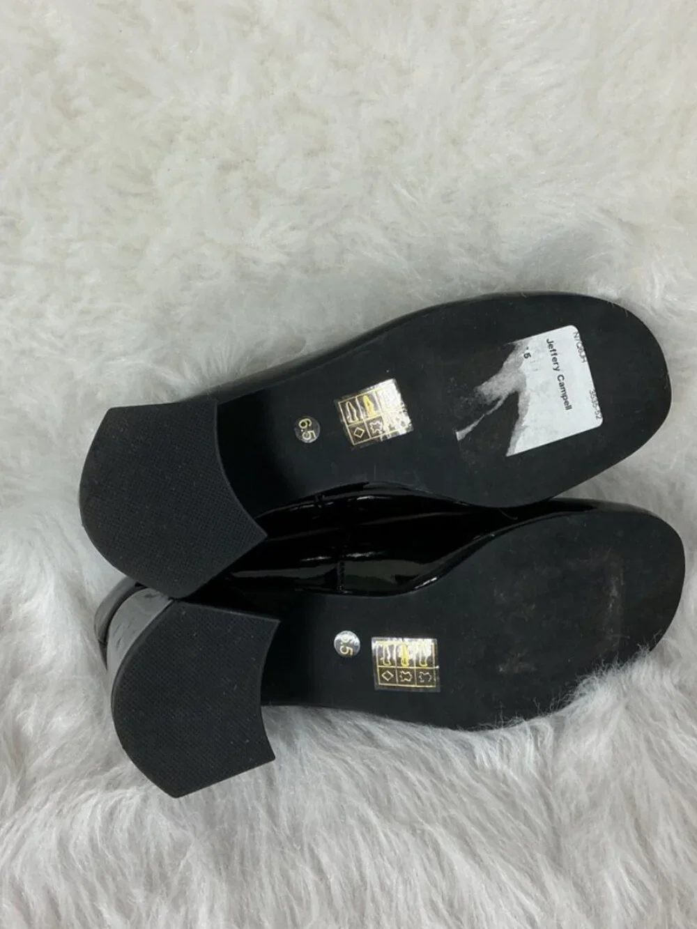 Jeffrey Campbell Tippi Black Patent Leather Silver Metal Pump Block Heels 6.5
